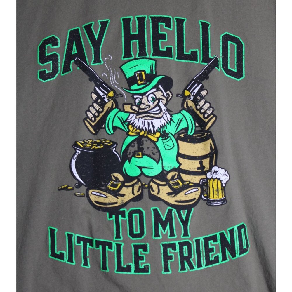Grunt Style Say Hello to my Little Friend Green Tee Shirt‎ Mens XL